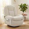 Recliner, Swiveling Rocking and Reclining Chair with Deep Seat, Thick Back Padding, Easy Assembly, Cream