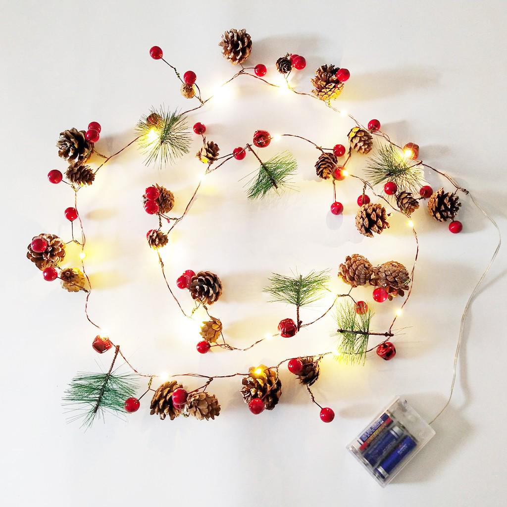 Рождественские гирлянды Рождественский колокольчик Сосновые иглы Венок из сосновых шишек Елочная гирлянда