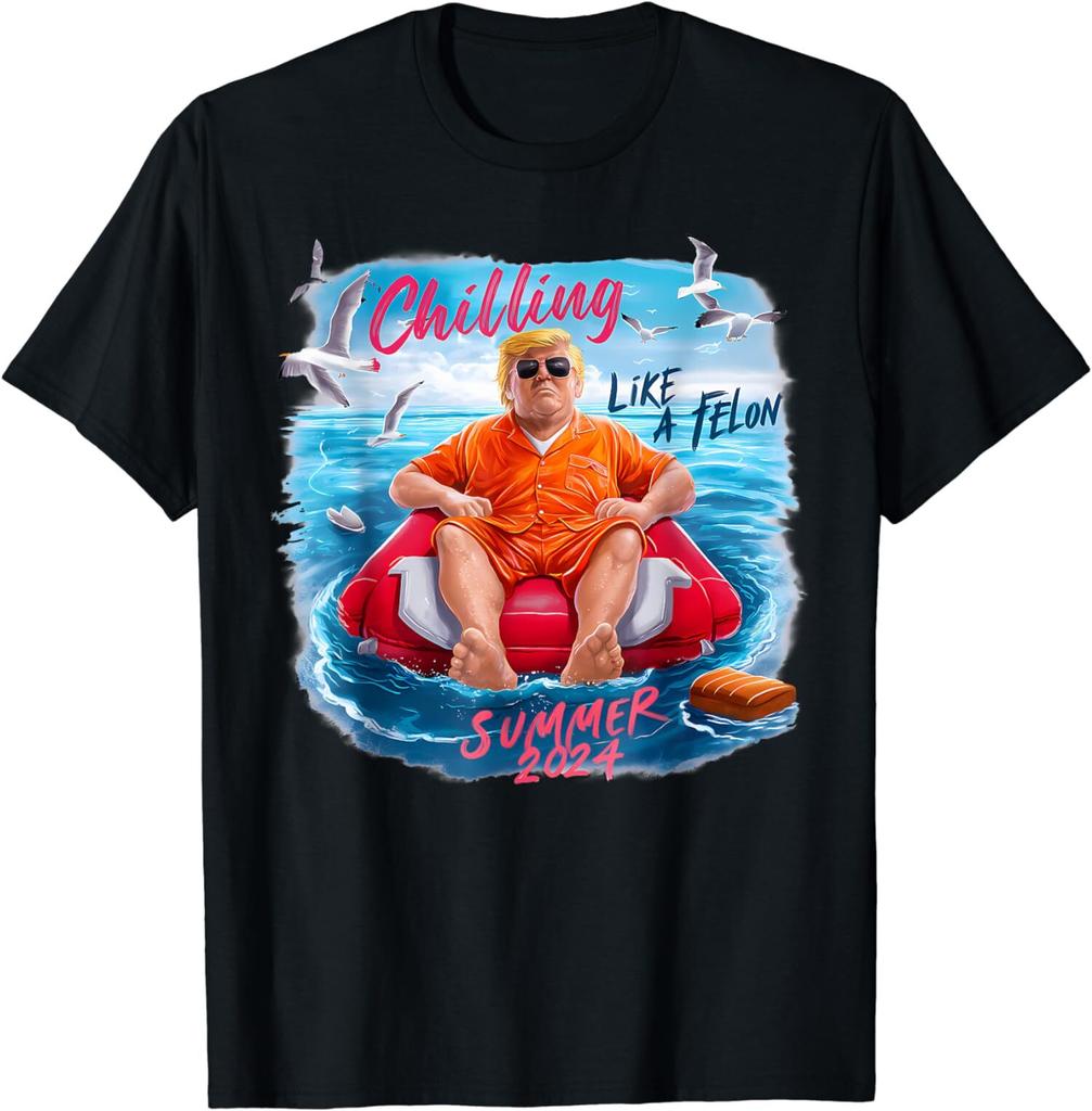 Funny Trump Chillin Like A Felon Retro Summer Unisex T-Shirt