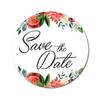 Darling Souvenir White Round 45 Pcs Chrysanthemum Floral Border Save The Date Mini Stickers-1.6 Inches