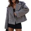 Осень-зима Женская куртка с отложным воротником в английском стиле, ветрозащитная верхняя одежда, однобортная, однотонная, с застежкой на пуговицы, для ежедневных поездок на работу, пальто