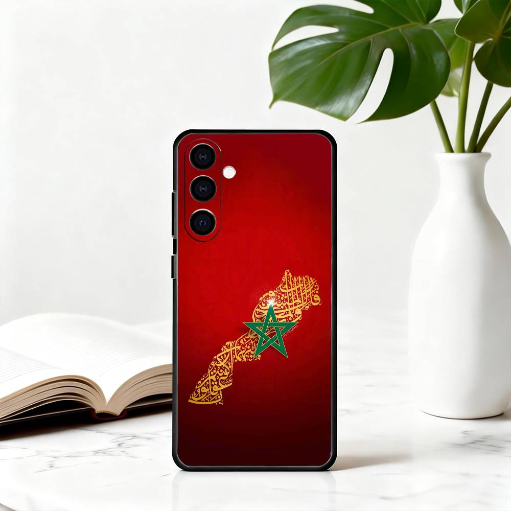 M-Morocco F-Flag ART Phone Case For Samsung Galaxy A73,A72,A71,A70,A53,A52,A51,Soft Silicone Black Cover