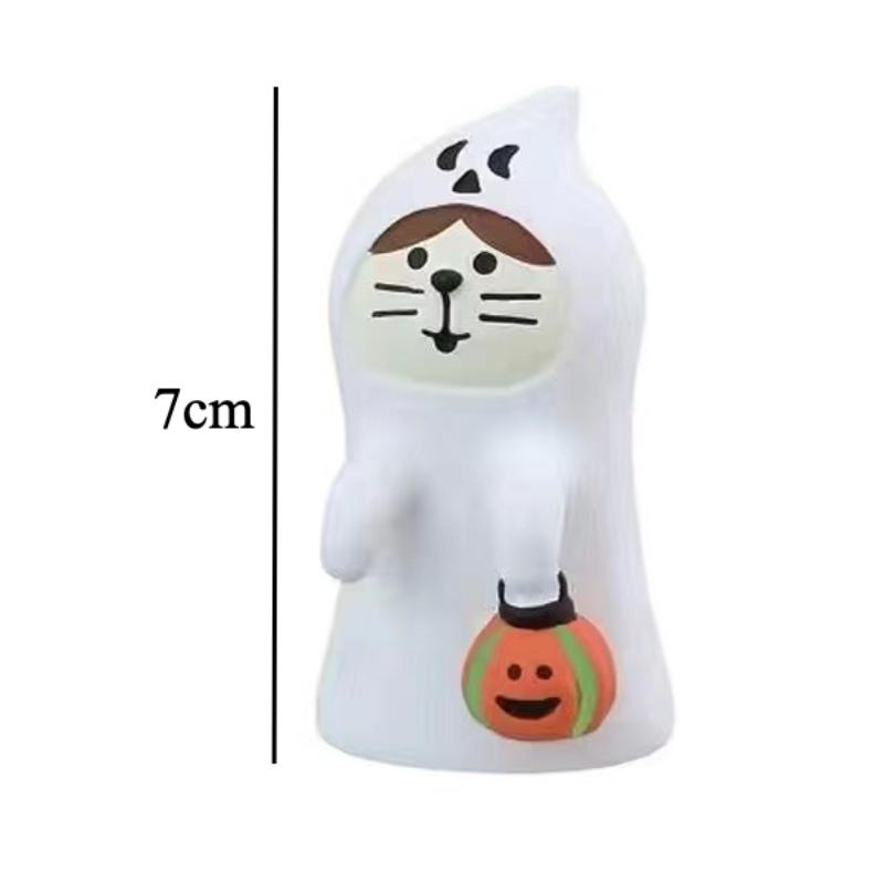 Cute Cat Halloween Concert Miniatures Funny Ghost Figurines Kawaii Shiba Vampire Magic Pumpkin Miniatures DIY Home Decoration