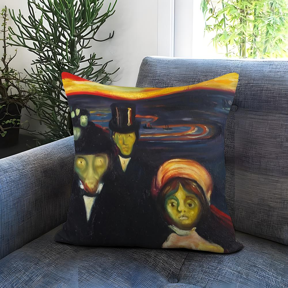 Stylish Eedvard Munchied Cushion Cover Comfortable Reversible Pillow Cover Ideal for Car Sofa Bedroom Beyond