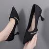 Black Heels Women New Spring Summer and Autumn Versatile Slim Heels Professional Work Single Shoes for Women Womens Shoes