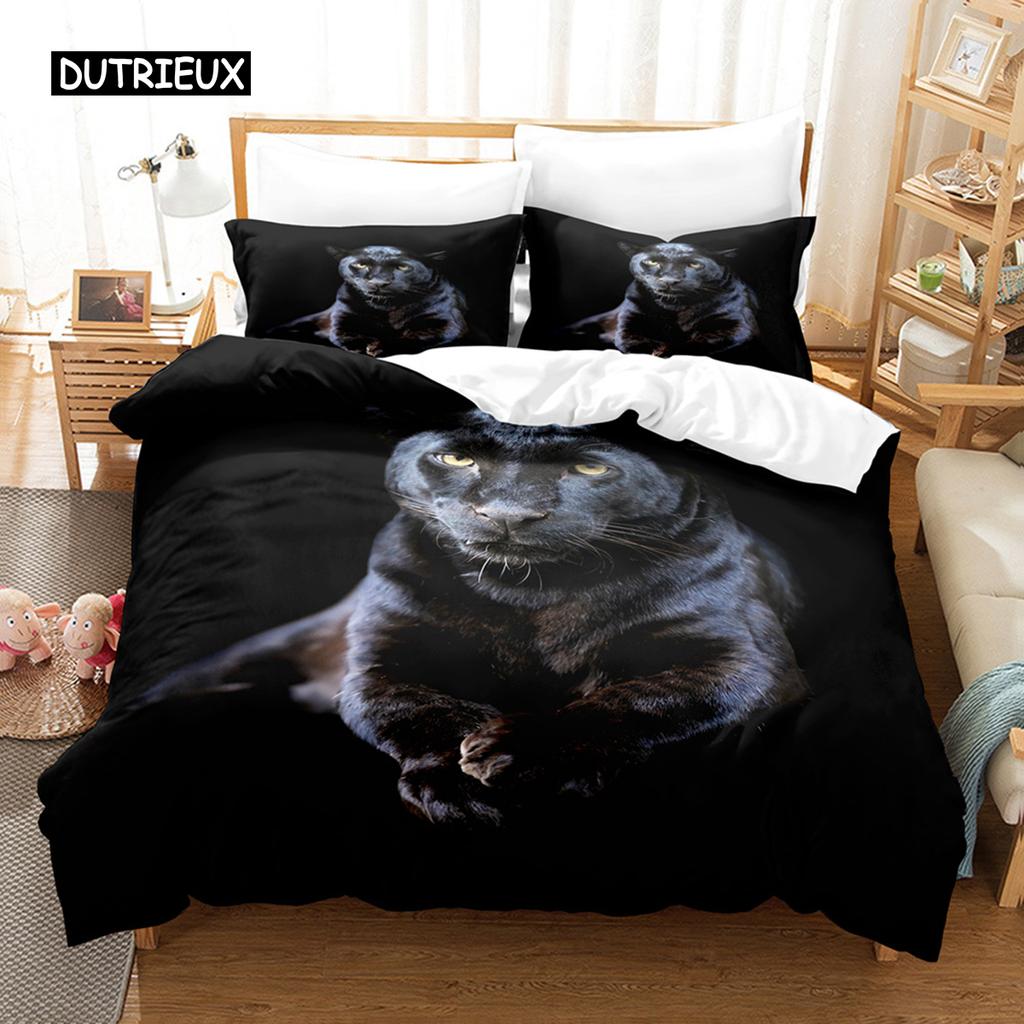 Комплект постельного белья Black Panther King Size Black Leopard для детей и мальчиков Safari Cheetah Animal Theme 2/3 шт. Пододеяльник