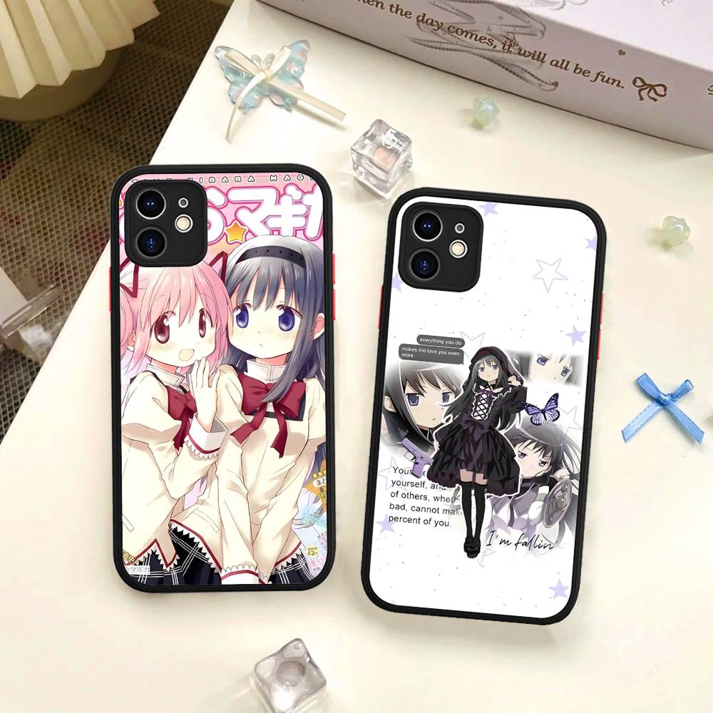 Милый Аниме Puella Magi Madoka Magica Силиконовый Чехол Для IPhone 16 15 14 13 12 11 Pro Max Plus X XS MAX Ударопрочный Матовый Чехол