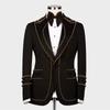 2 Piece Single Breasted Customized Wedding Ropa Hombre Pears Crystals Men Suits Slim Fit Groom Blazers Jacquard Party Tuxedo