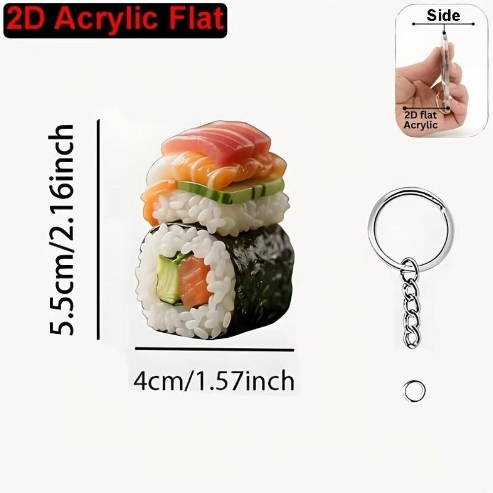 Cute Sushi Food Pendant Mini 2D Hanging Ornament Fashion Sushi Keychain for Friend