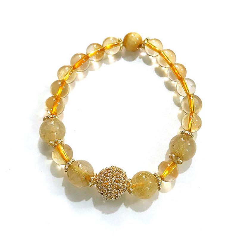 Little Overlord Gold Hair Crystal Yellow Crystal Bracelet for Female Niche Design Temperament Crystal Bracelet Gift Jewelry
