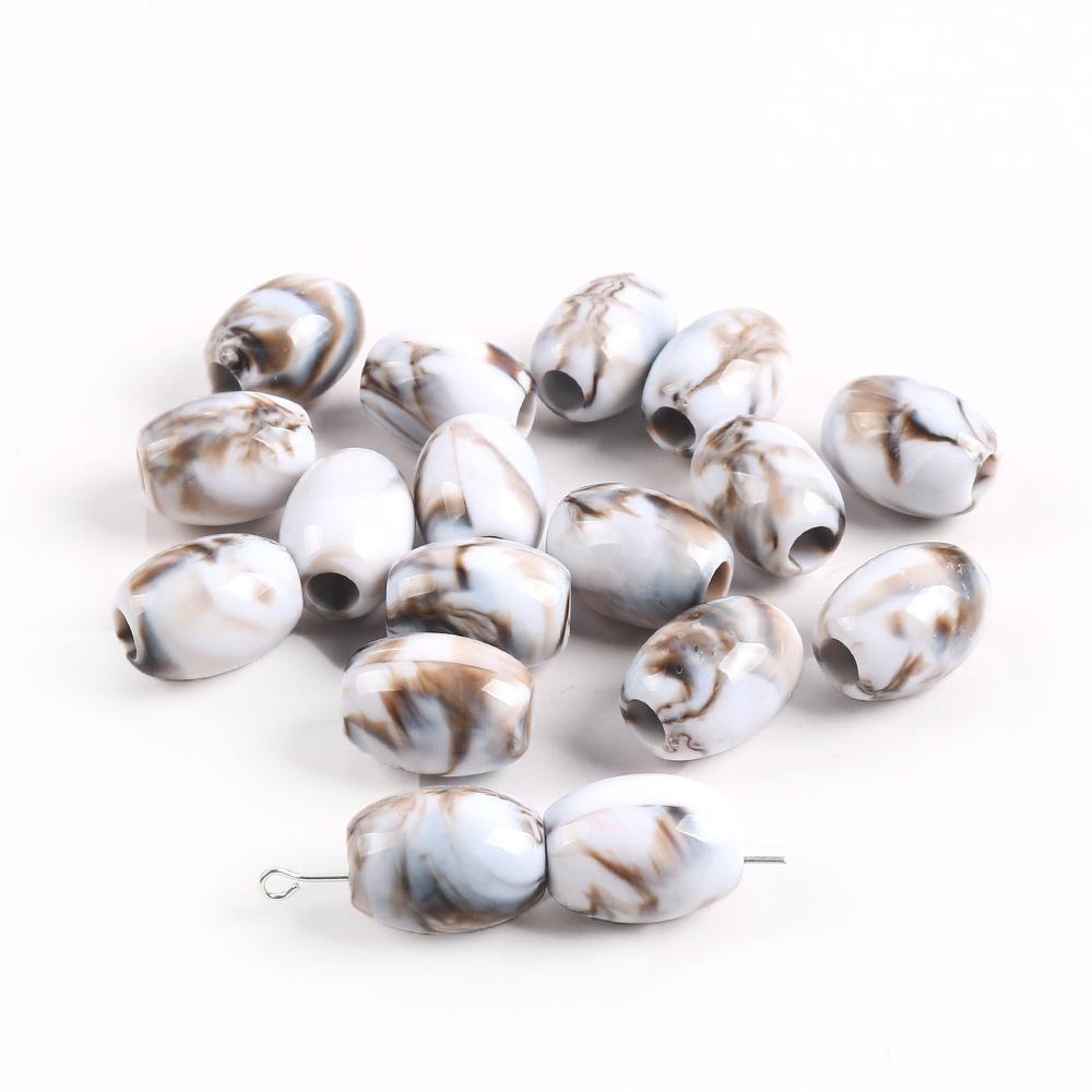 Акриловые овальные двухцветные бусины-ведра, бусины с большим отверстием, подушка для сиденья автомобиля, бисерный браслет, ожерелье, аксессуары для изготовления ювелирных изделий своими руками