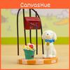 Fresh Small 3d Resin Cartoon Dog Display Figurine With Flower Basket Gift For
