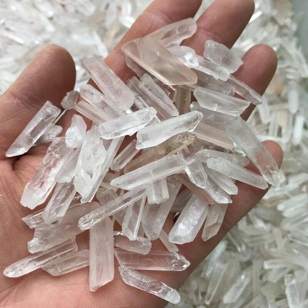 100% 100G/Bag Natural Clear Quartz Healing Crystal Point Wand Energy Stone Raw Rock Mineral Specimen Home Decor