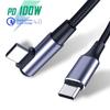 Mobile Phone Data Line Quick Charge 4.0 PD 100W USB C To USB Type C Cable Right Angle Fast Charging