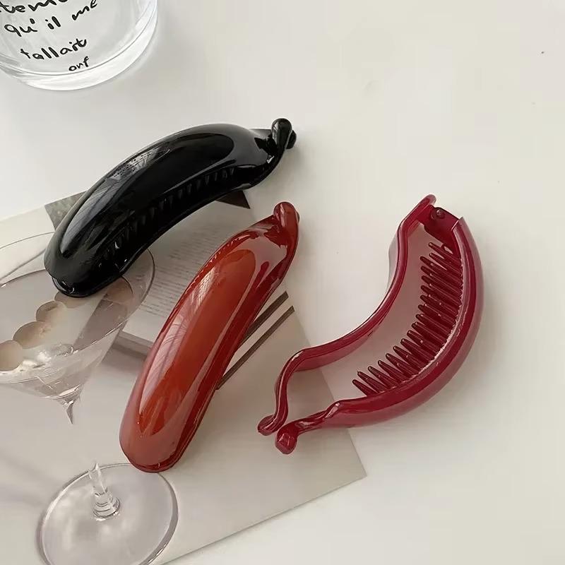 Acrylic Small Hairpin Fashion Ponytail Hairpin Minimalist Women Solid Color Banana Clip Hairpin Women Banana Clip Brown Red 2025