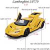 1/32 сплав, коллекционный желтый Lambor LP770-4, игрушечная машина с откатным механизмом, литая под давлением модель автомобиля со светом и звуком