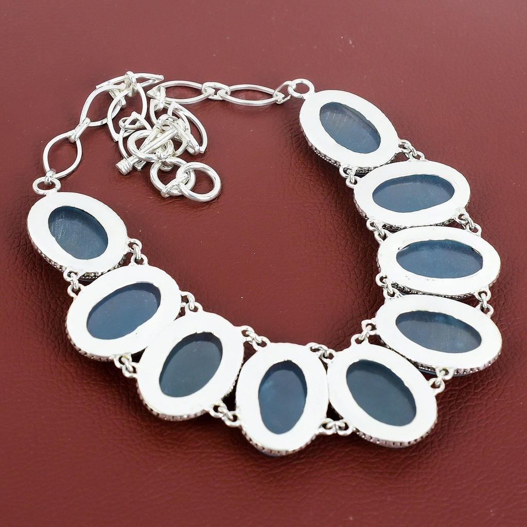 Aquamarine Gemstone Necklace 925 Sterling Silver Necklace Vintage Jewelry Adjustable Chain Necklace Handmade Amazing Jewelry Gifts For Wife