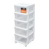 JEJ 5-Drawer Closet Chest with Casters, White/Clear, Made In Japan, 39cm Wide X 43cm Deep X 103cm High