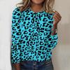 Весенне-осенний топ с круглым вырезом и 3D-принтом леопарда, модные повседневные классические женские футболки с длинным рукавом