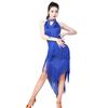 Women Shiny Fringe Halter Neck Dress Roaring Flapper Gatsby Latin Dance Sexy Sparkly Sequins Bodycon Dress