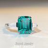 Jiu Mei Emerald Cut Zircon & High Carbon Diamond Ring In S925 Sterling Silver
