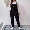 Ladies Summer Casual Embroidered Sunflower Corduroy Bib Pants