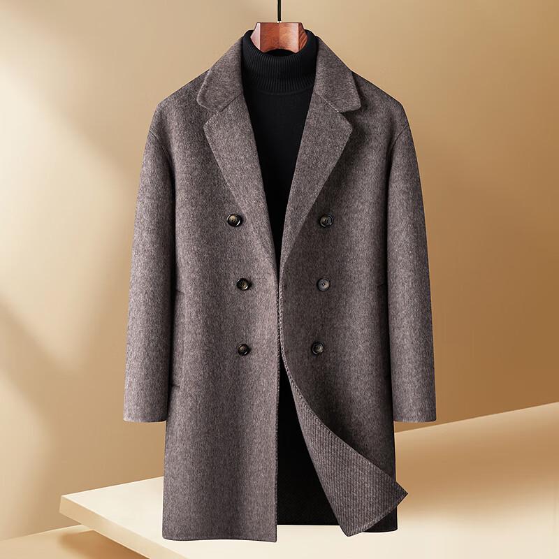 FAPAI Men's Double-Breasted Wool Blend Overcoat