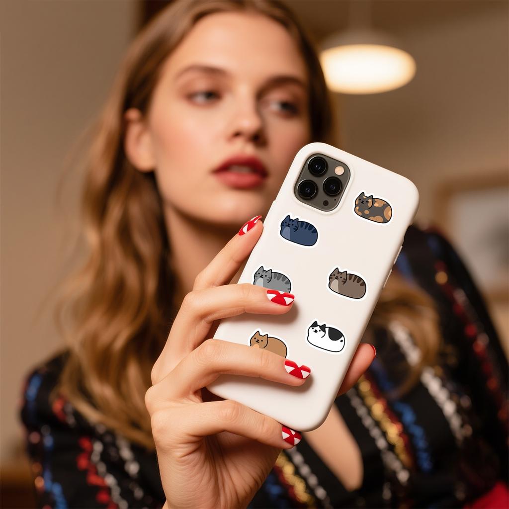 Милый рулон наклеек с котиками 10 стилей Милые наклейки с котиками Детские подарки для кошачьей вечеринки Милые наклейки с животными Виниловые водонепроницаемые наклейки Милый набор наклеек