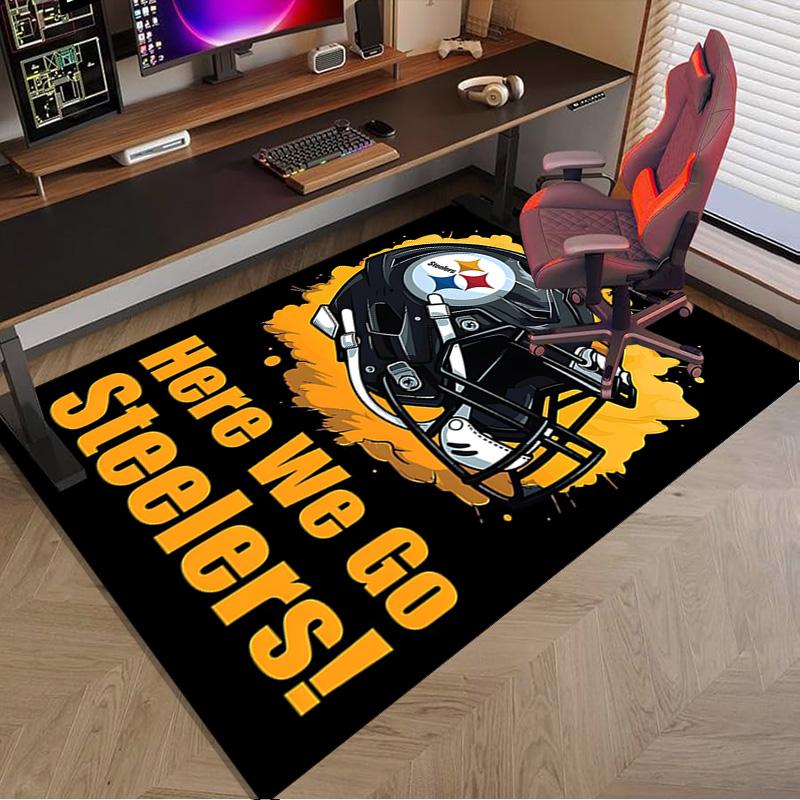 Pittsburgh Steelers Logo Area Rug for Office, Chair Rug, Decorative Carpet Livingroom Mat, Large Size Fan gifts Christmas gifts