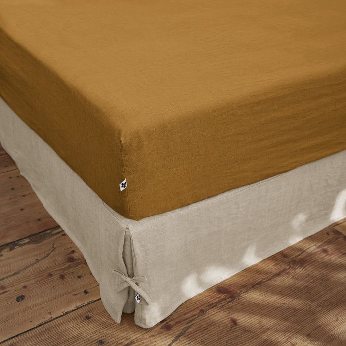 Drap housse "Soline" toutes dimensions Lin lavé - 90x190 - Caramel