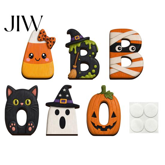 Decorative Wooden Halloween Signs BOO Decoration for Tiered Trays, Creative Independent Boo Letter Blocks Solid Wood Tabletop Centerpieces Party Decor