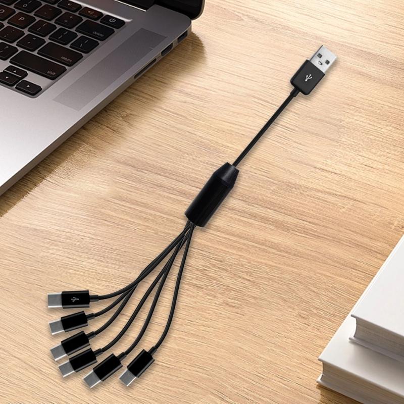 USB2.0 Тип A Мужской на 6 Тип-C UsbC Мужской Y-разветвитель Адаптер-кабель для синхронизации данных и зарядки 0,5 м/1,5 м