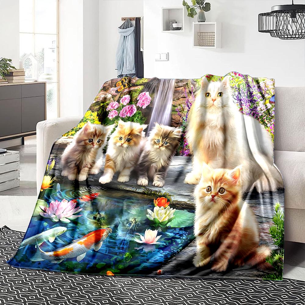 Kittens Pond Blanket Soft Throw Blanket For Home Bedroom Bed Sofa Travel Office Solid Christmas Blanket