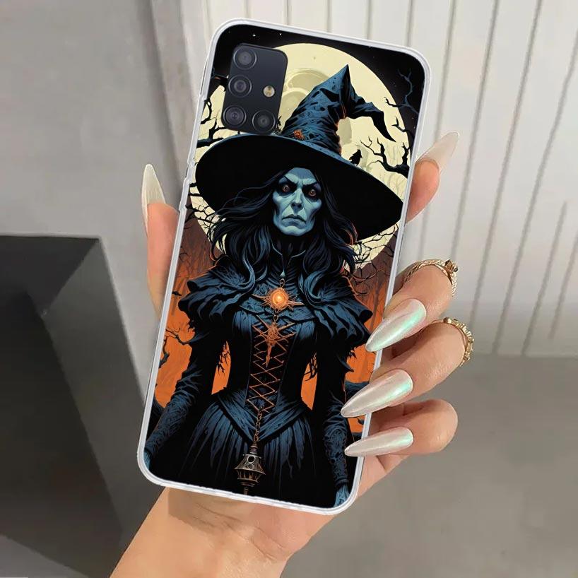 Хэллоуин Лунная Ведьма Ужас Чехол для Телефона для Samsung Galaxy A52 A32 A22 A12 A02S A50S A30S A10S Note 20 Ultra 10 Plus S10 A31 A20