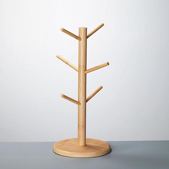 Деревянный держатель для чашки, подставка для кофейных кружек, подставка для кружек на столешницу с 6 крючками, органайзер для кружек