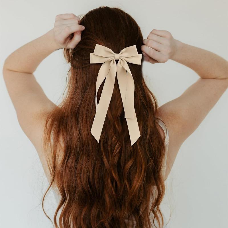 Fabric Ribbon Bow Hairpin For Women Girls Hair Clips Solid Color Bow Hair Accessories