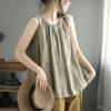 Women's Pleated Lace Up Simple Casual Cotton Tank Tops Y2K Summer Solid Chic Sleeveless Vest Kawaii Loose
