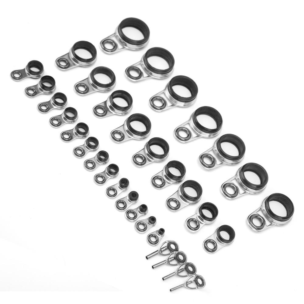 33PCS with Ceramic Loop Fishing Rod Guides Stainless Steel Raft Line Ring Fishing Rod Building