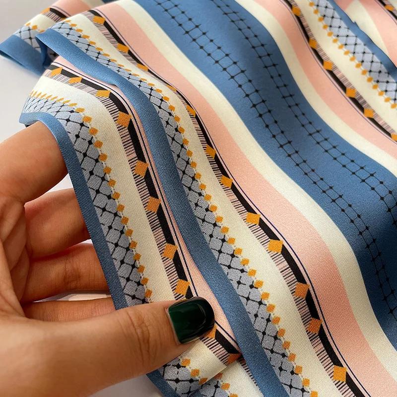 Дизайнерский принт шарф женский резинка для волос платок длинные узкие ленты модная сумка шарфы из шелка и атласа на голову 2021 Новый