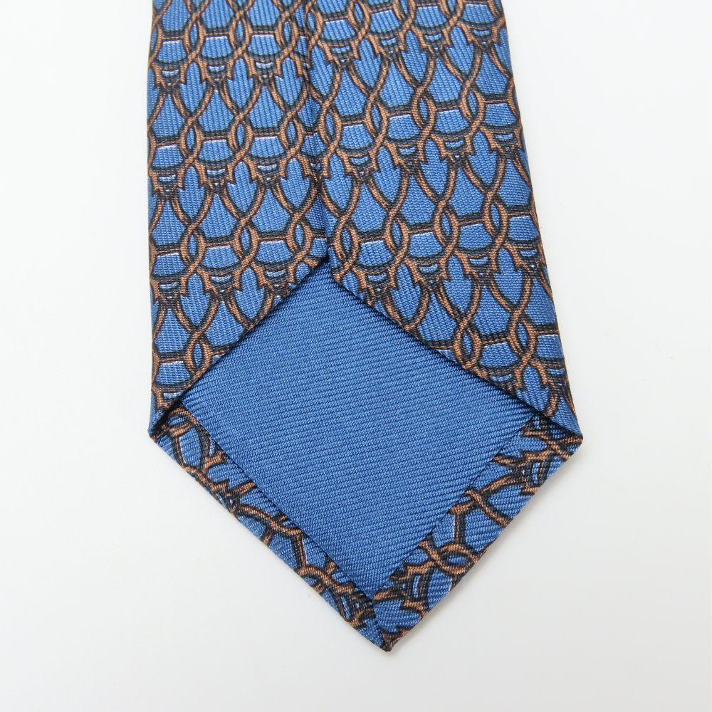 Used HERMES Tie Toyota Limited Edition Silk Blue Brown Suit