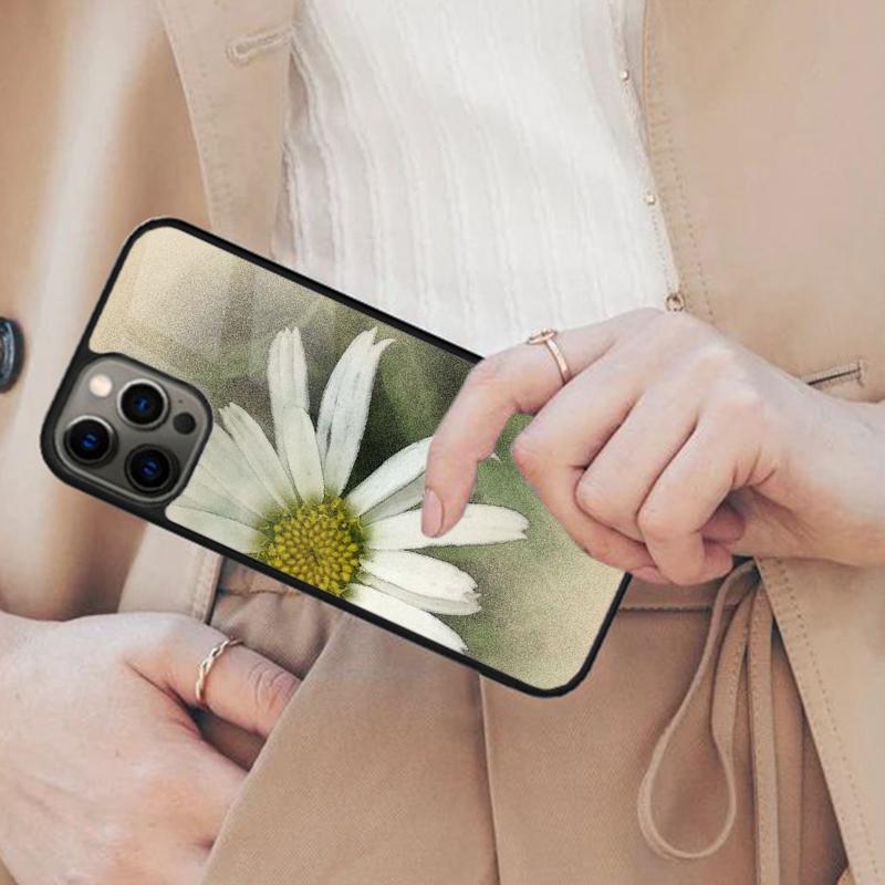 Чехол-книжка с магнитом MagSafe для APPLE iPhone 17 Air 16 14 13 12 Pro Max 15 Plus с рисунком белых и оранжевых ромашек