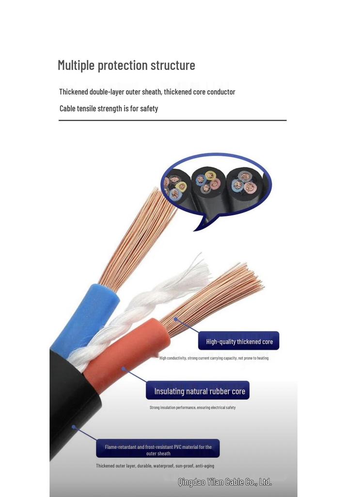 3-Core YZ-3*16 Sq. Flexible Copper Rubber Power Cable, Outdoor Wear-Resistant, 1 Meter