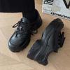 British Summer Derby Shoes Black Men'S Square Head Platform Heightening Dad Shoes Sneakers Black