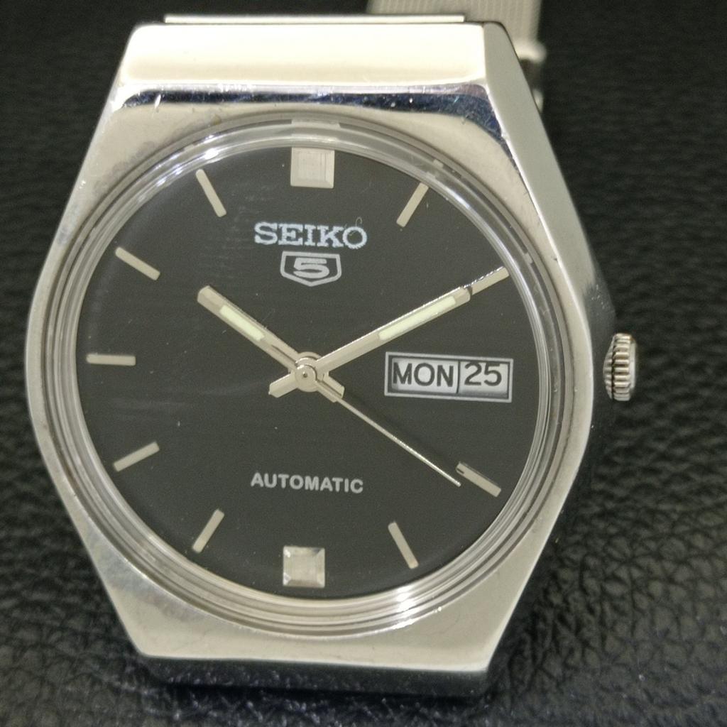 AUTOMATIC 6309A VINTAGE SEIKO 5 JAPAN MENS BLACK COLOR DIAL WATCH A701503-5 R206b-a701503