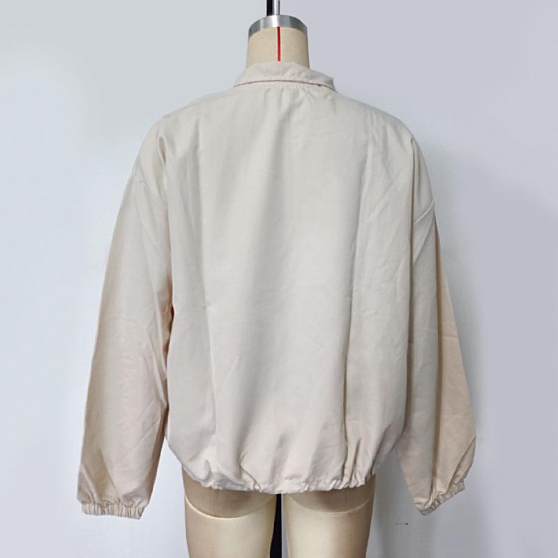 Женская куртка большого размера Casual Solid Color Spring and Autumn с длинным рукавом и лацканами, свободная, с защитой от солнца