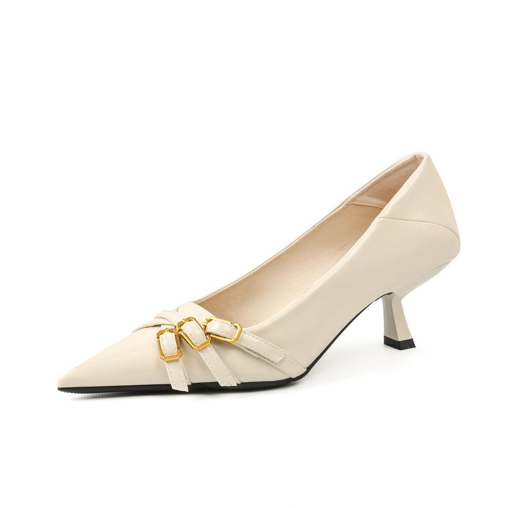 New Shallow Fashion Shoes Thin Heel Pointed Small Fragrant Fashion Shoes European and American Brown Women's High Heels High Sense