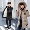 Новая зимняя толстая куртка с капюшоном для мальчиков, парка с меховым воротником, зимний комбинезон, пальто средней длины, теплая защита от холода, пуховые хлопковые куртки
