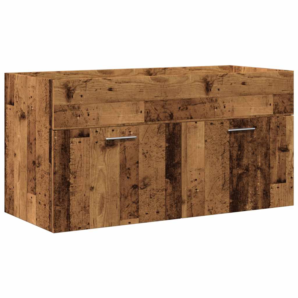 3 Piece Bathroom Furniture Set Rustic Wood Look Particleboard