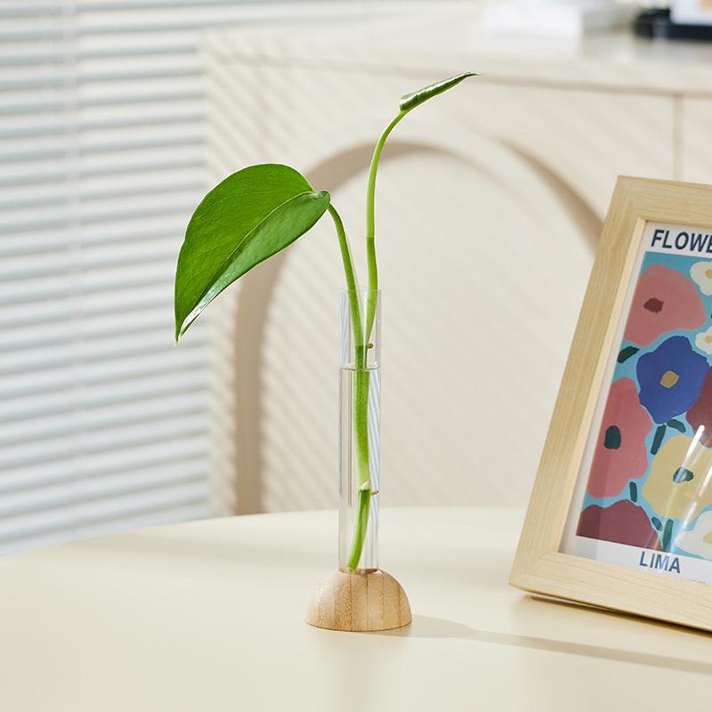 Креативный скандинавский стиль круглая стеклянная круглая ваза в деревянном искусстве гидропонные зеленые лотосные украшения стеклянные вазы настольный декор