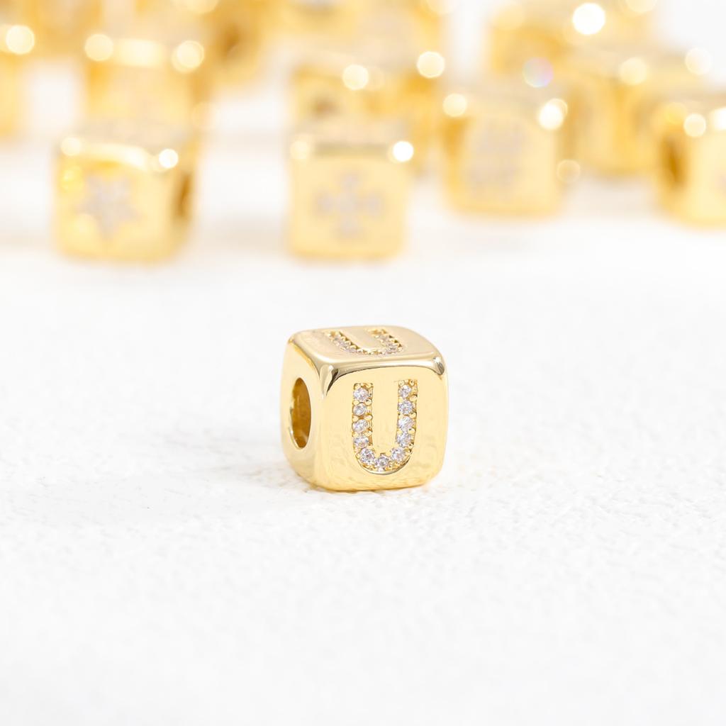 Chic Mini Cube Alphabet Letter Necklace Personality Stylish Zircon Initial Stainless Steel 18K Gold Plated Clavicle Chain Choker